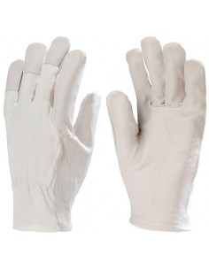 Gants paume cuir fleur de porc dos textile
