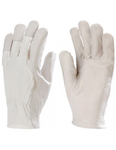 Gants paume cuir fleur de porc dos textile