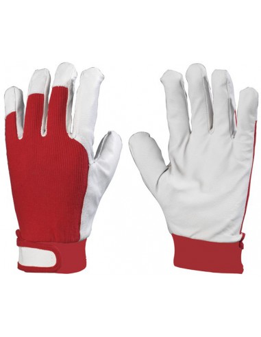 Gants paume cuir fleur de porc dos textile