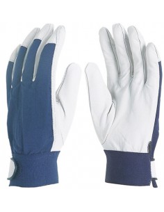 Gants paume cuir fleur dos jersey