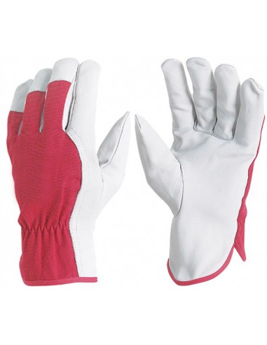 Gants paume cuir fleur dos jersey