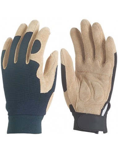 Gants paume cuir velours inserts matelassés