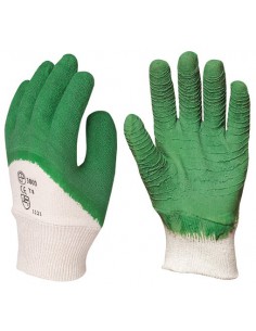 Gants latex crêpé vert support coton 3803