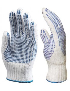 Gants tricotés lourds polycoton paume et dos picots 4355