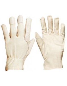 Gants paume cuir fleur souple dos jersey 0850