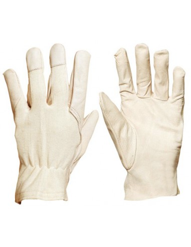 Gants paume cuir fleur souple dos jersey 0850