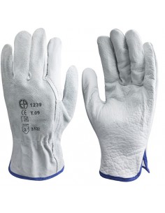 Gants paume cuir fleur souple dos croûte velours 1240