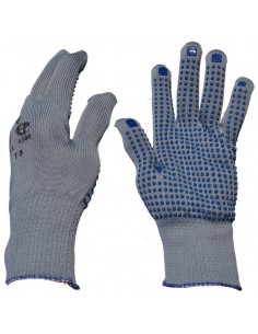 Gants tricotés fils nylon gris paume picots 4380