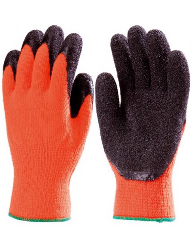 Gants coton acrylique fluo enduit latex crêpé 6530
