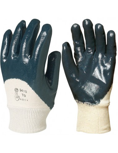 Gants nitrile léger bleu support coton 9430