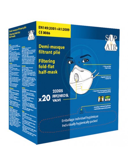 Masque à usage court pliable valve type FFP2 NR D SL 23205