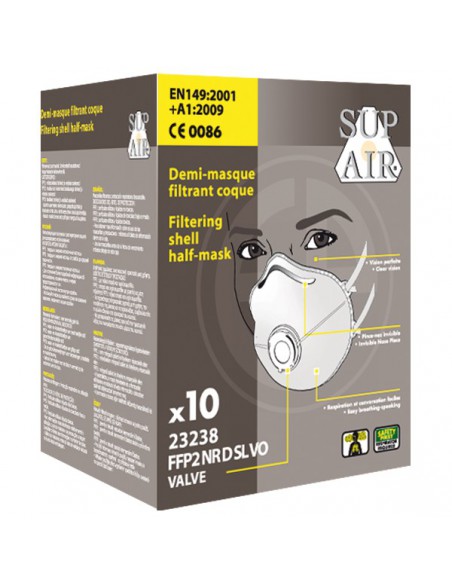 Masque à usage court vapeurs organiques FFP2 NR D SL VO 23238