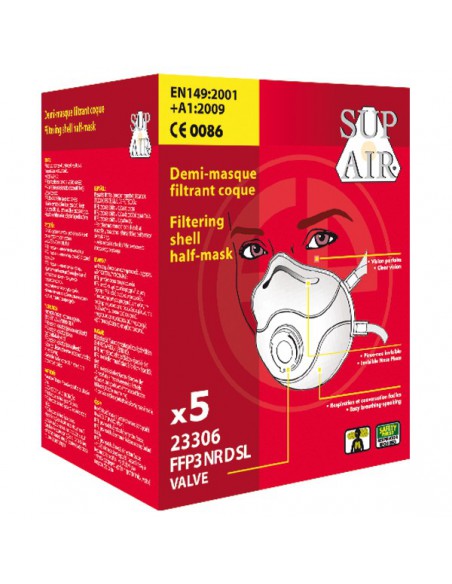 Masque coque valve à usage court type FFP3 NR D SL 23306
