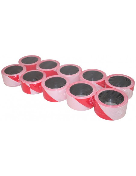 Lot de 10 rouleaux de signalisation rouge blanc 70010