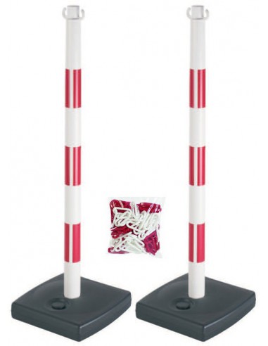 Kit chantier 2 poteaux PVC sur socle avec chaîne 70327