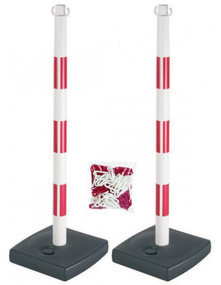 Kit chantier 2 poteaux PVC sur socle avec chaîne 70327