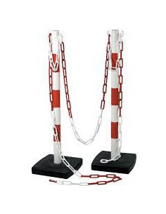 Kit chantier 2 poteaux PVC sur socle avec chaîne 70327