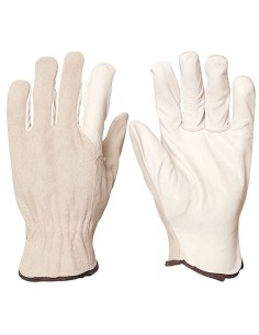 Gants paume cuir fleur souple dos croûte velours 1220