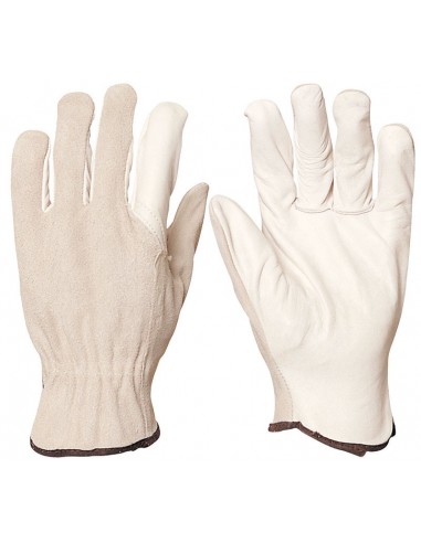 Gants paume cuir fleur souple dos croûte velours 1220