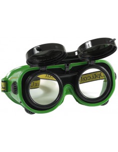Lunettes-masque de protection double optique, filtre teinté indice 5 relevable pour soudage autogène