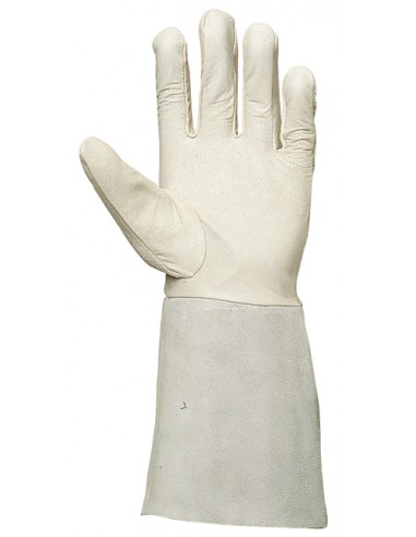 Gants de protection soudeur "Argon" contre les risques mécaniques, paume et dos cuir fleur d'agneau extra souple, manchette croû