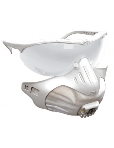 Ensemble combiné de protection respiratoire contre les particules de faible à moyenne toxicité type FFP2 avec lunettes intégrées