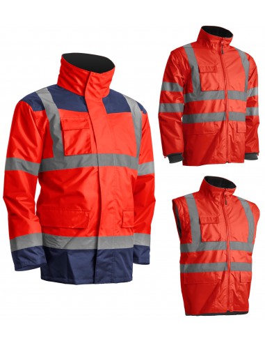 Parkas haute visibilité EN ISO 20471 classe 3 veste/gilet amovible - 7KAN