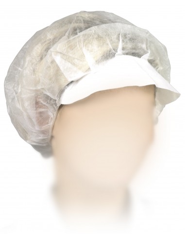 Coiffe en non tissé très enveloppante avec visière